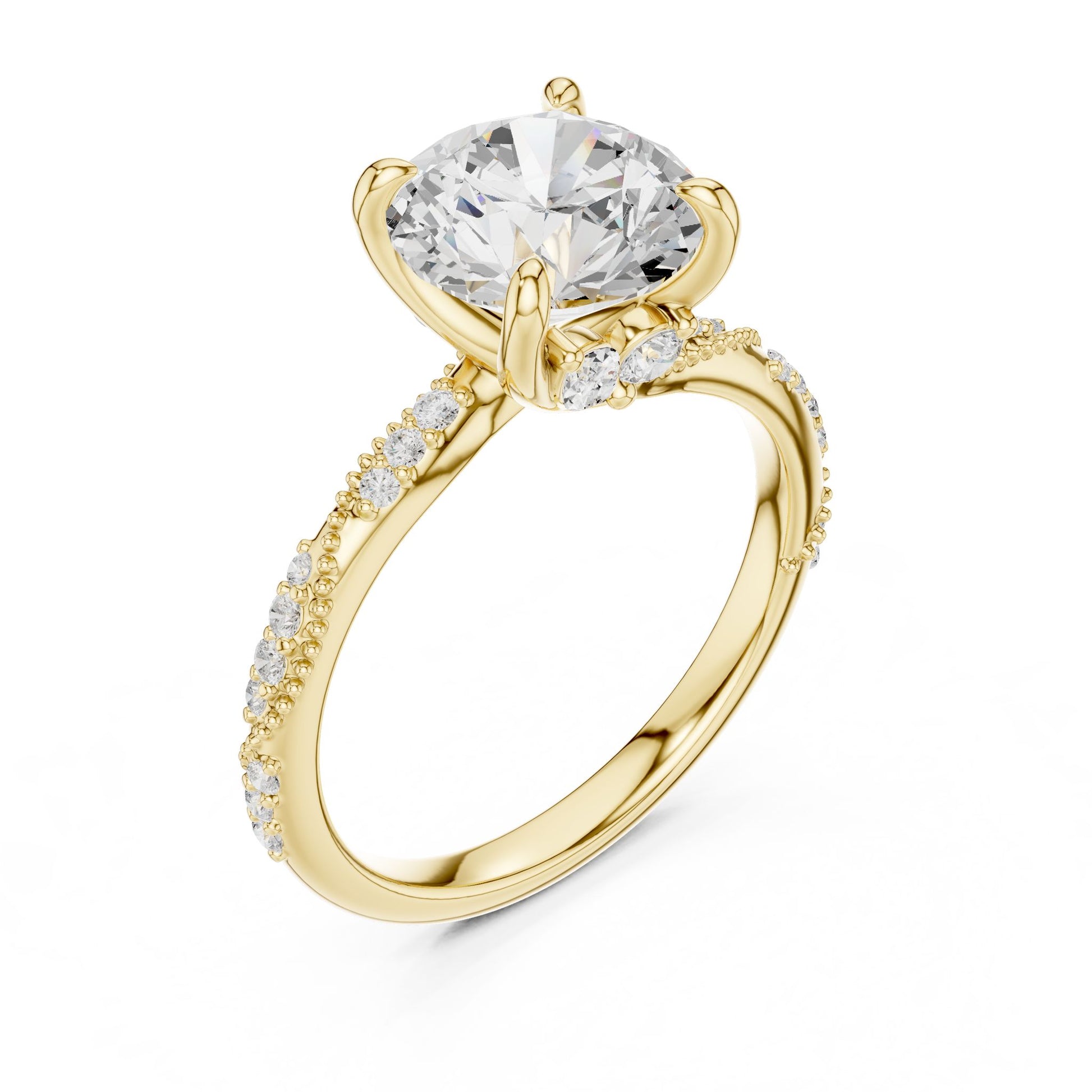 Round Lab Grown Diamond Pave Engagement Ring