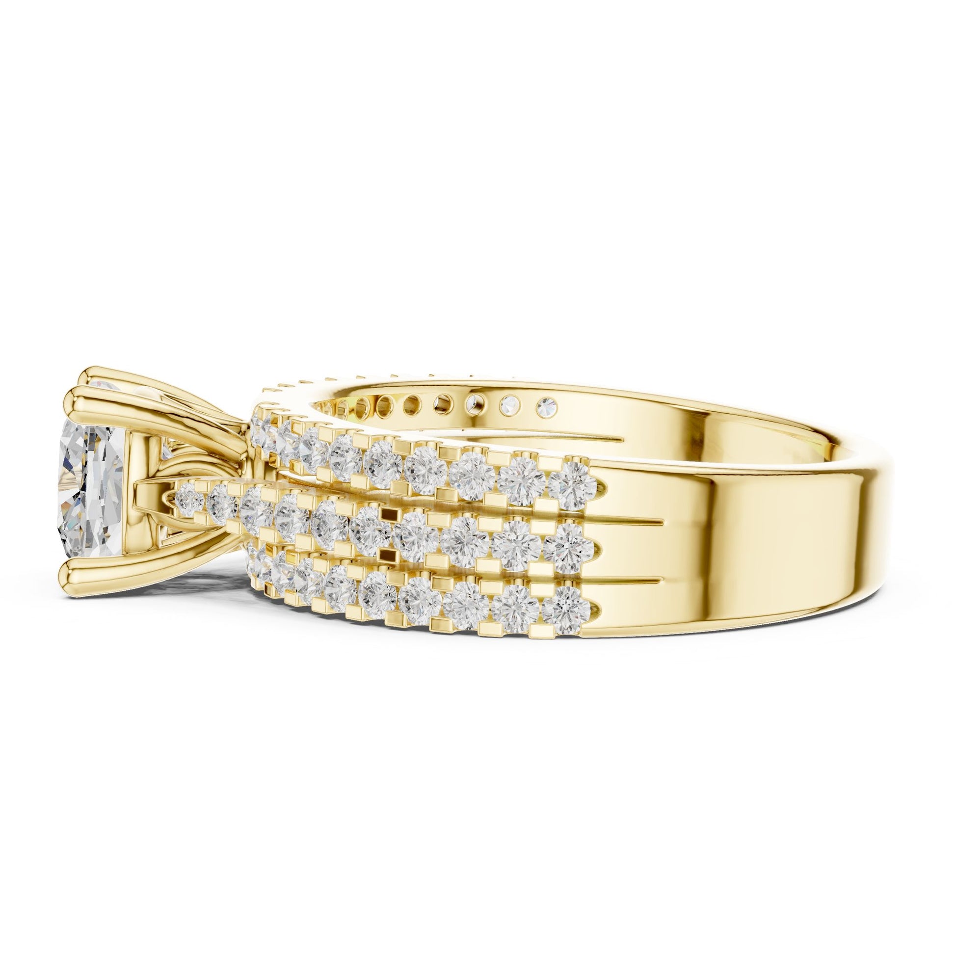 Round Lab Grown Diamond Pave Engagement Ring