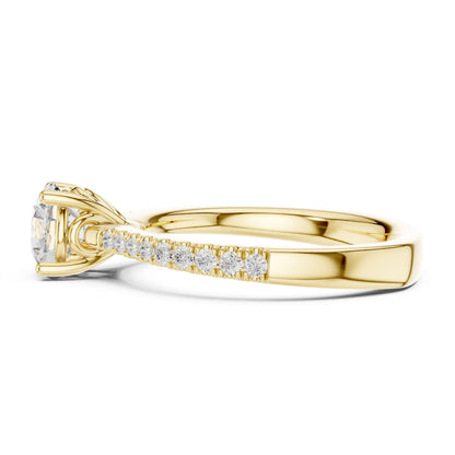 Round Lab Grown Diamond Pave Engagement Ring