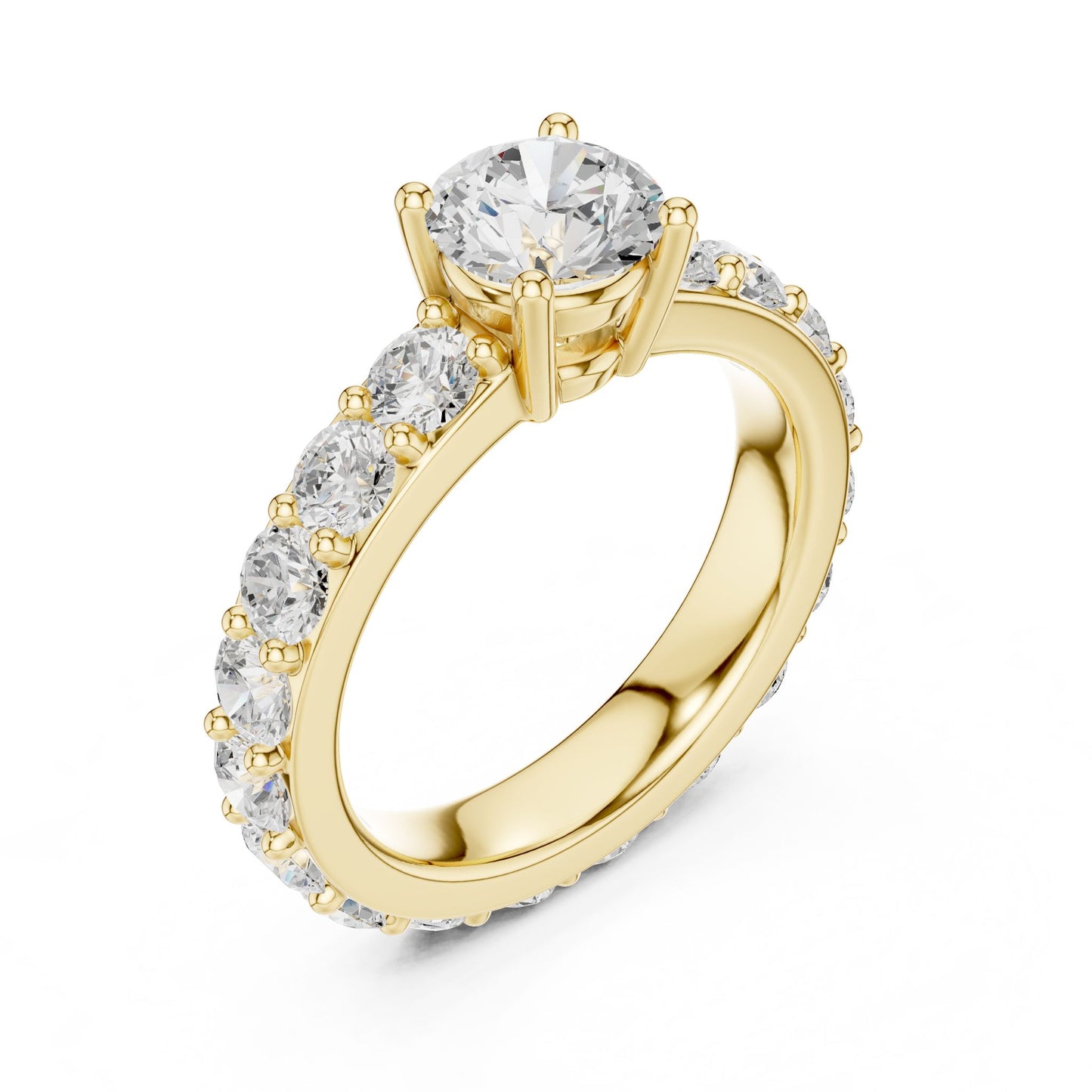 Round Lab Grown Diamond Pave Engagement Ring