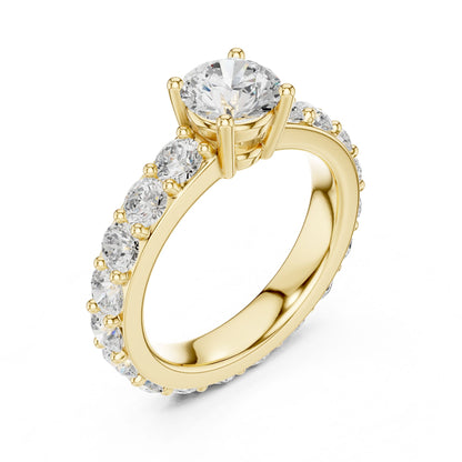 Round Lab Grown Diamond Pave Engagement Ring