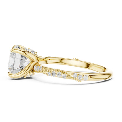 Round Lab Grown Diamond Pave Engagement Ring