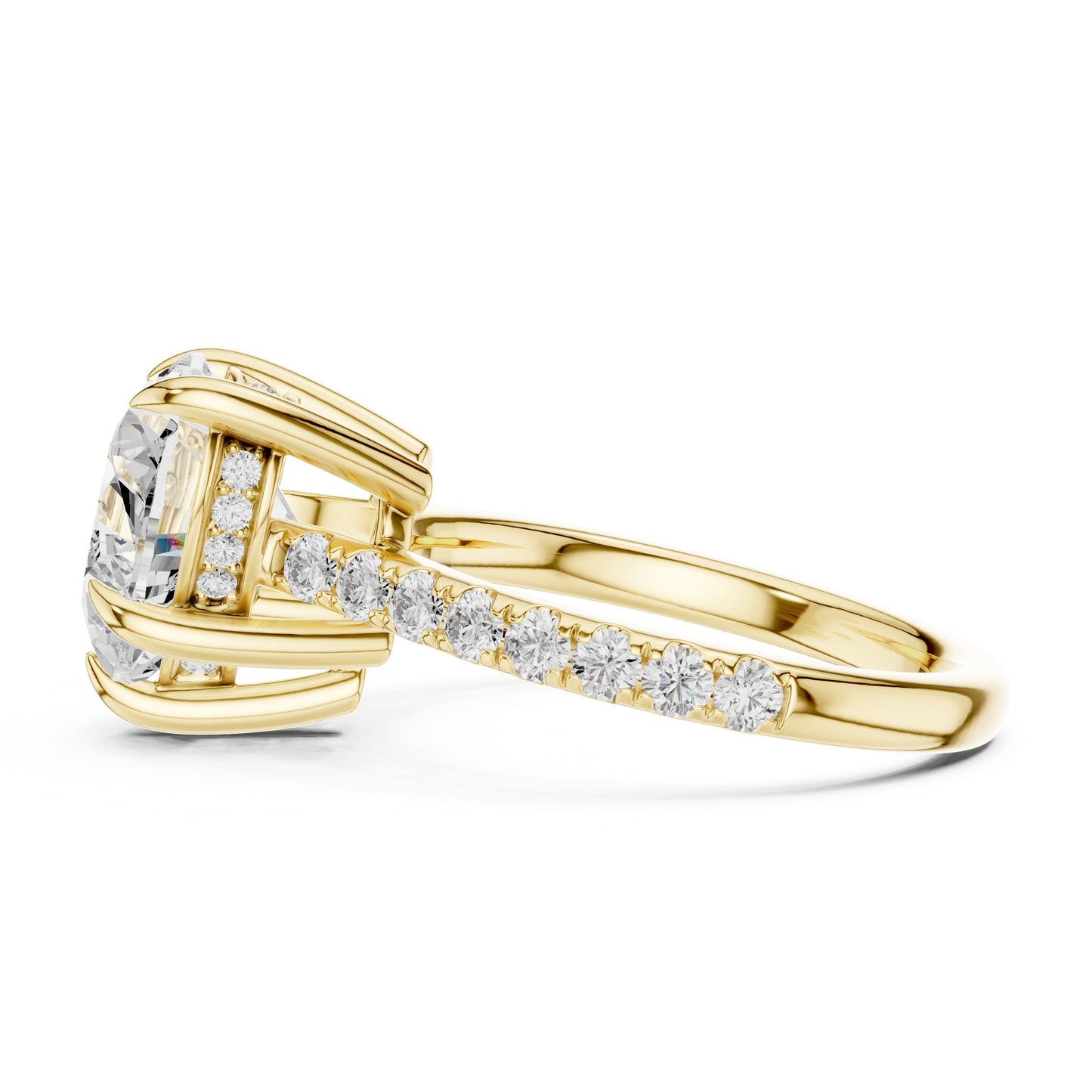 Round Lab Grown Diamond Pave Engagement Ring