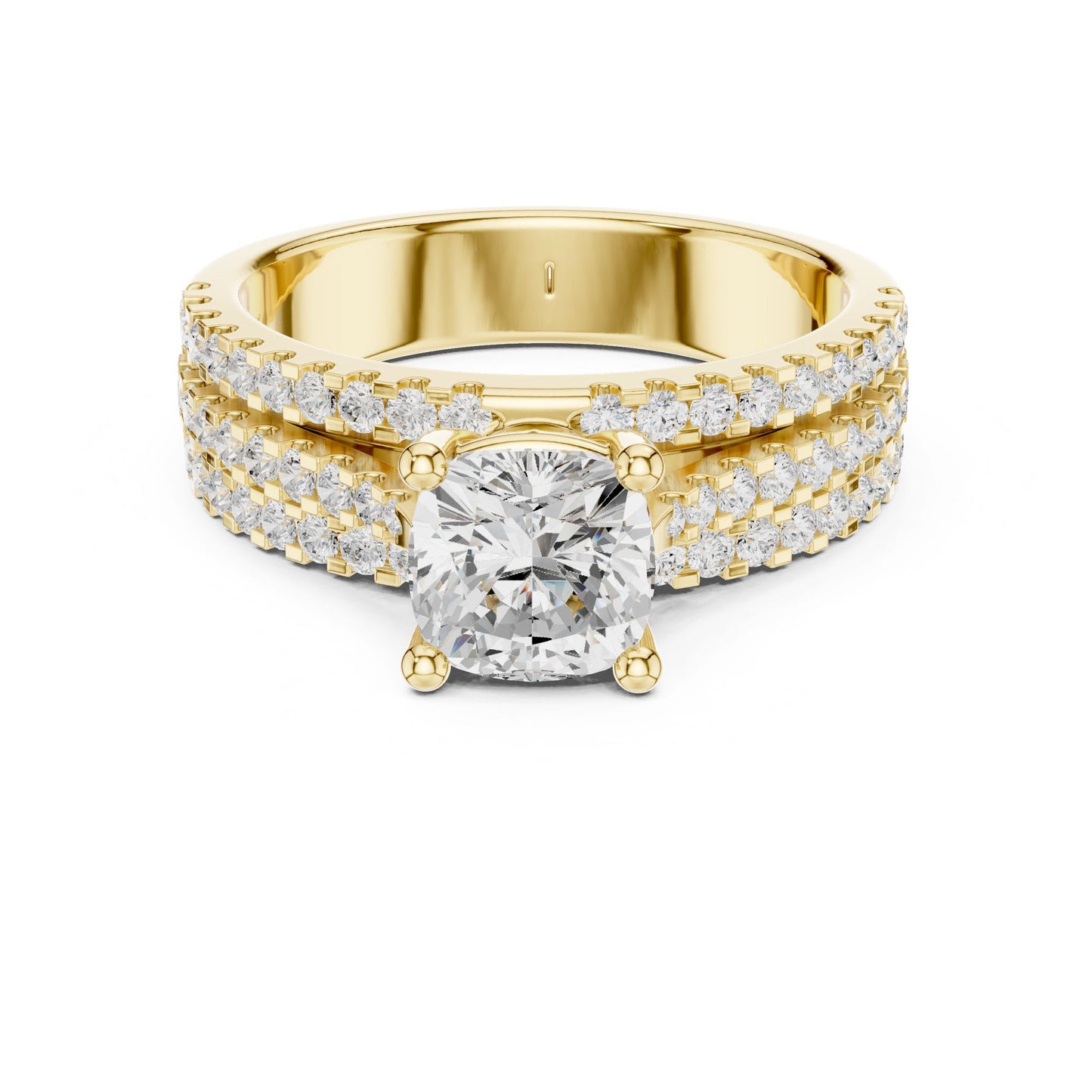 Round Lab Grown Diamond Pave Engagement Ring