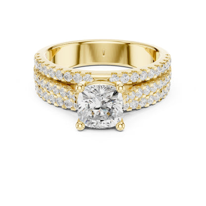 Round Lab Grown Diamond Pave Engagement Ring