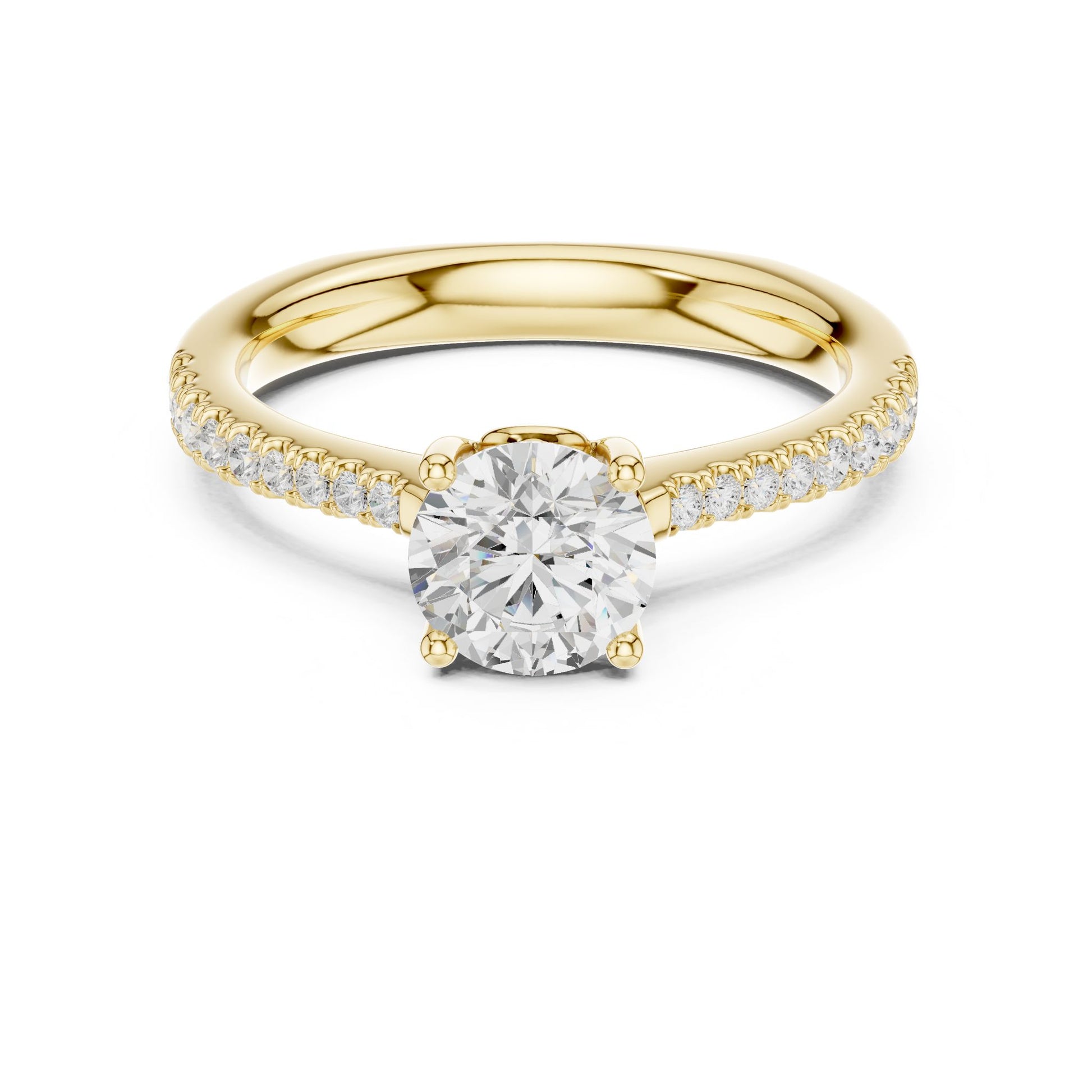 Round Lab Grown Diamond Pave Engagement Ring