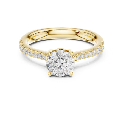Round Lab Grown Diamond Pave Engagement Ring