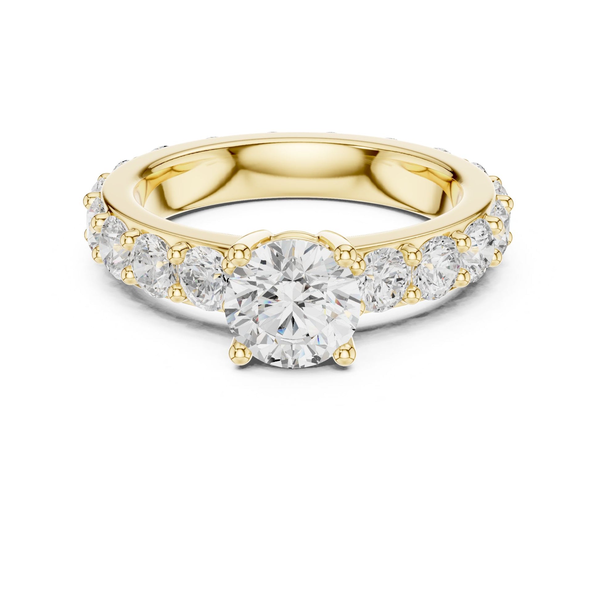 Round Lab Grown Diamond Pave Engagement Ring