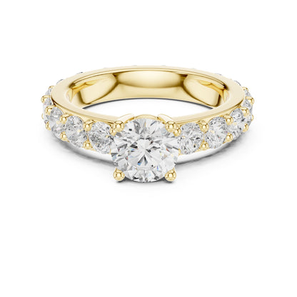 Round Lab Grown Diamond Pave Engagement Ring