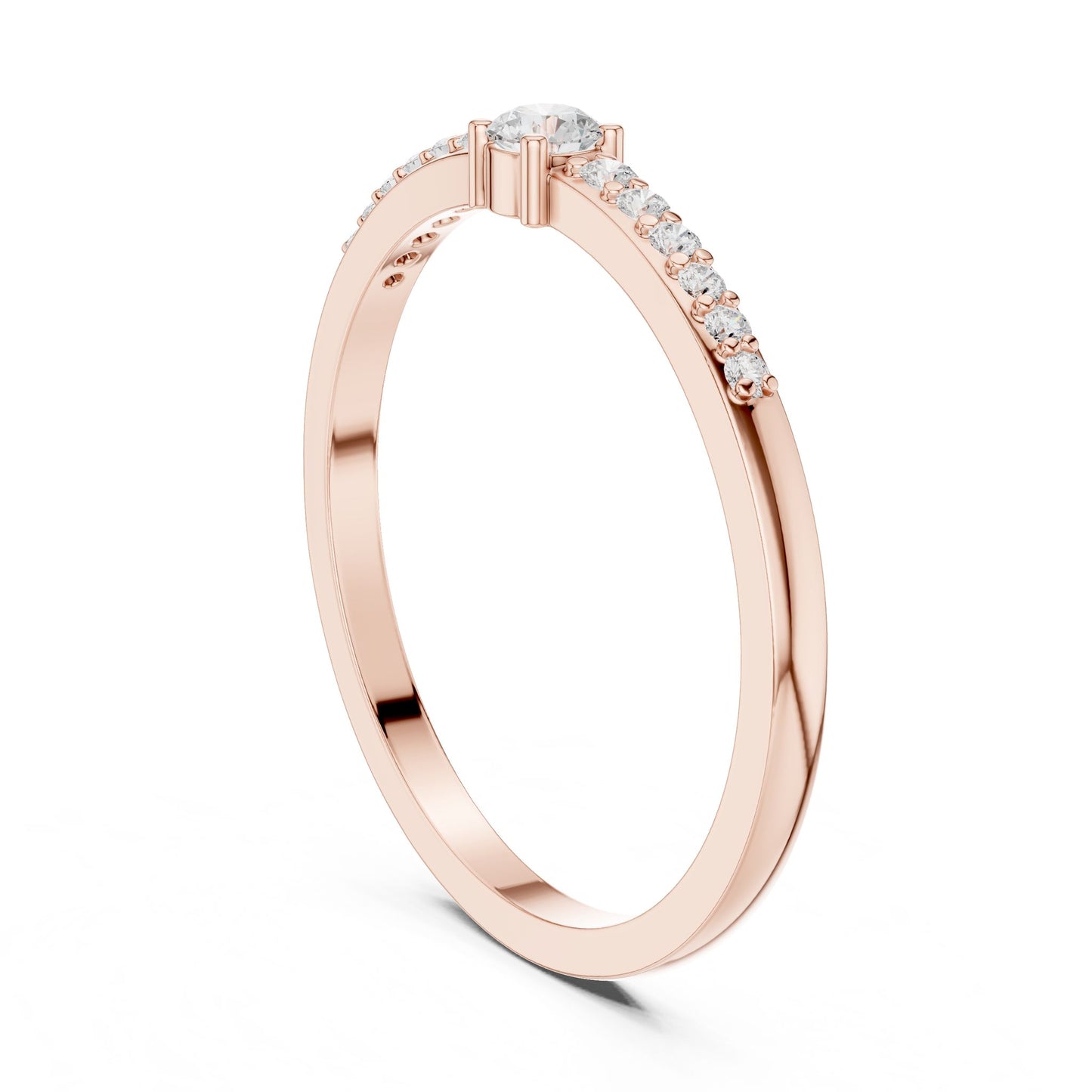Round Lab Grown Diamond Side-Stone Engagement Ring
