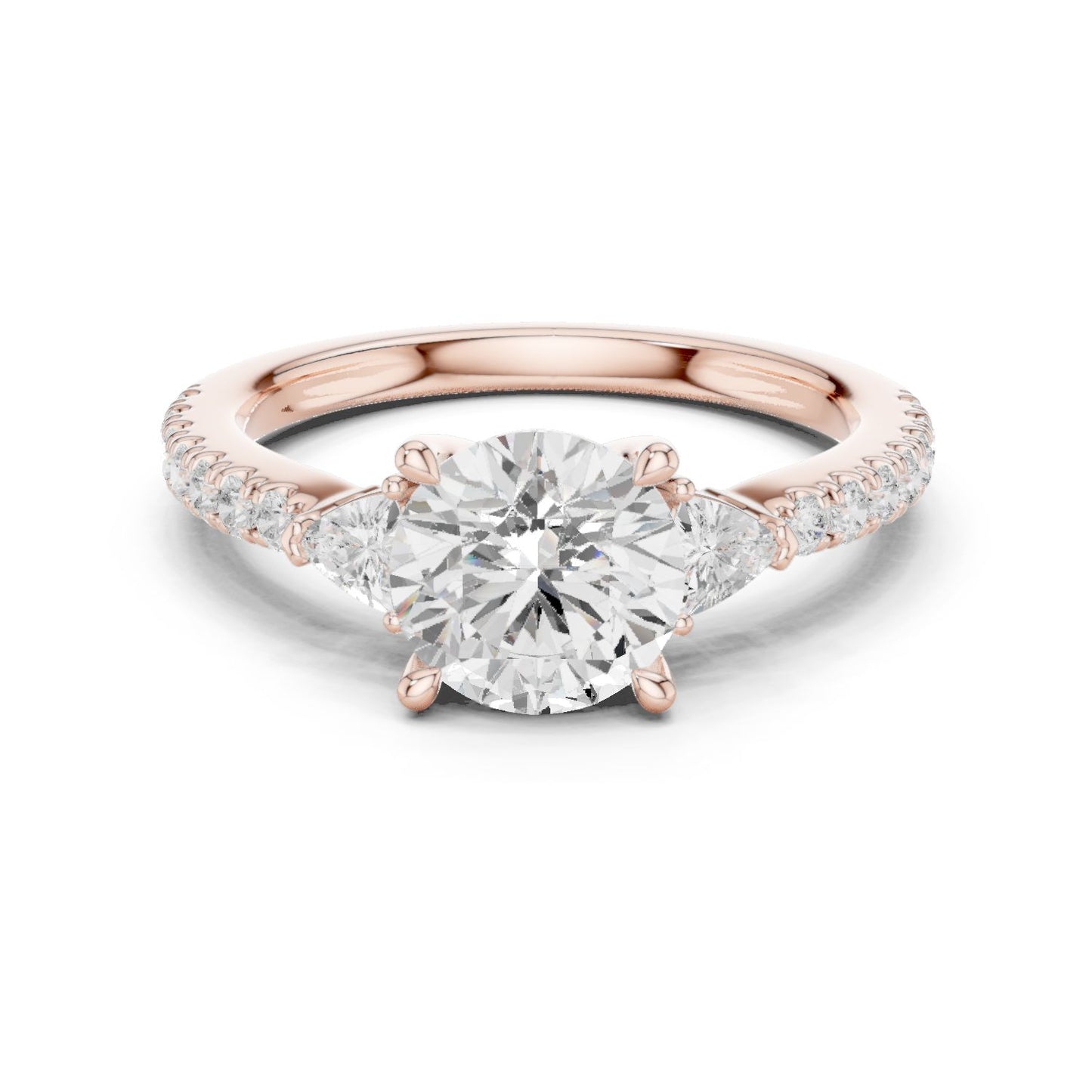Round Lab Grown Diamond Side-Stone Engagement Ring