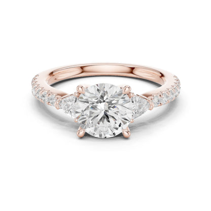 Round Lab Grown Diamond Side-Stone Engagement Ring