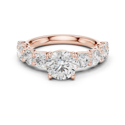 Round Lab Grown Diamond Side-Stone Engagement Ring
