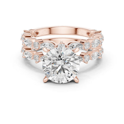 Round Lab Grown Diamond Side-Stone Engagement Ring