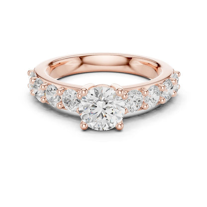 Round Lab Grown Diamond Side-Stone Engagement Ring