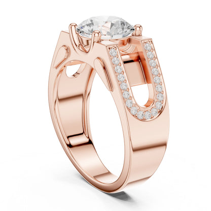 Men's Round Lab Grown Diamond Side-Stone Ring