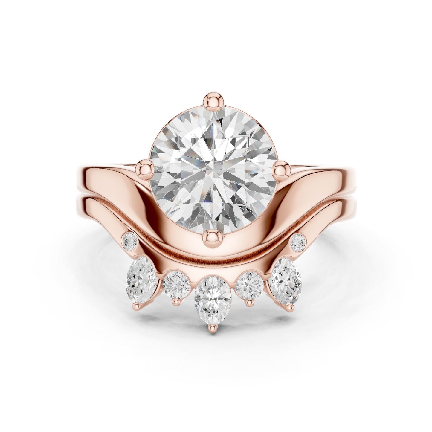 Round Lab Grown Diamond Side-Stone Engagement Ring