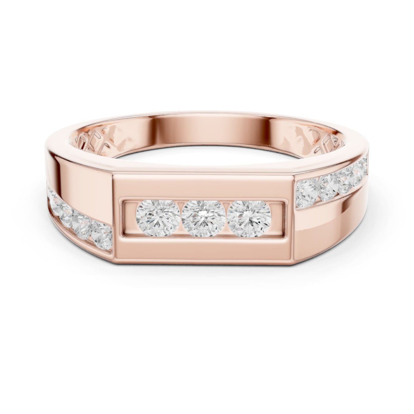Men's Round Lab Grown Diamond Side-Stone Ring