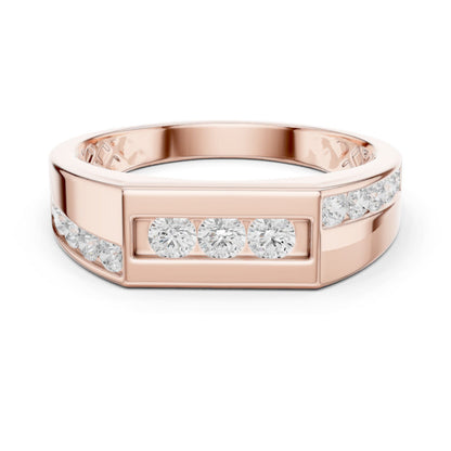 Men's Round Lab Grown Diamond Side-Stone Ring