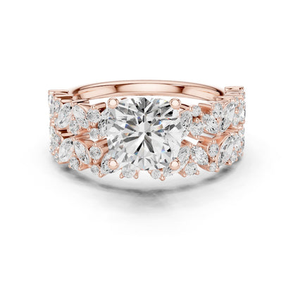 Round Lab Grown Diamond Side-Stone Engagement Ring