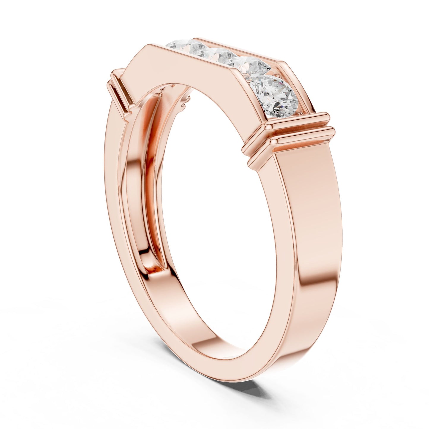 Men's Round Lab Grown Diamond Side-Stone Ring