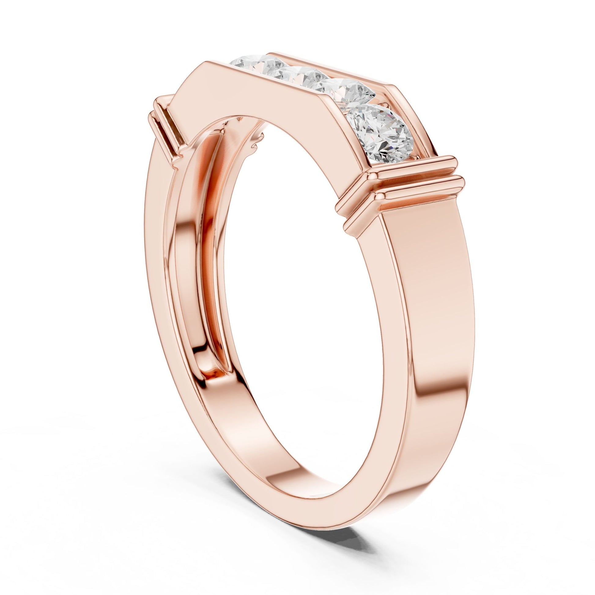 Men's Round Lab Grown Diamond Side-Stone Ring