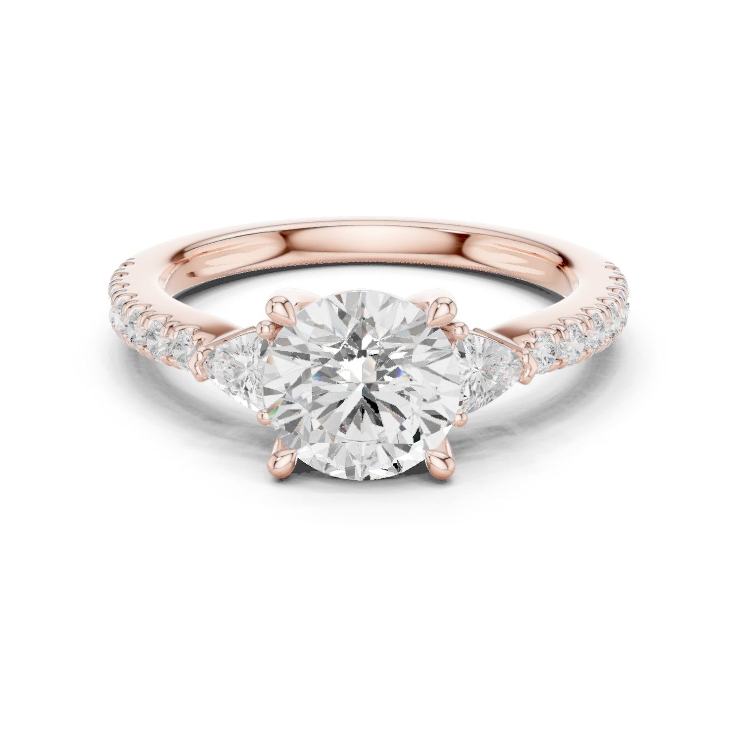 Round Lab Grown Diamond Side-Stone Engagement Ring