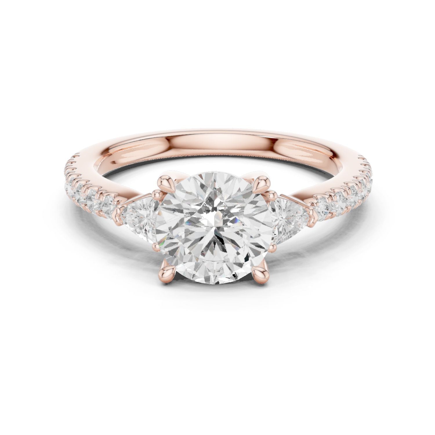 Round Lab Grown Diamond Side-Stone Engagement Ring