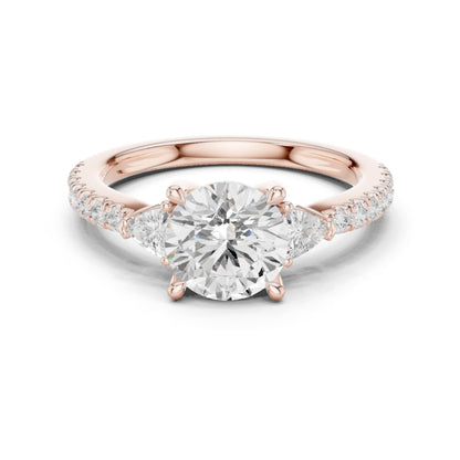 Round Lab Grown Diamond Side-Stone Engagement Ring