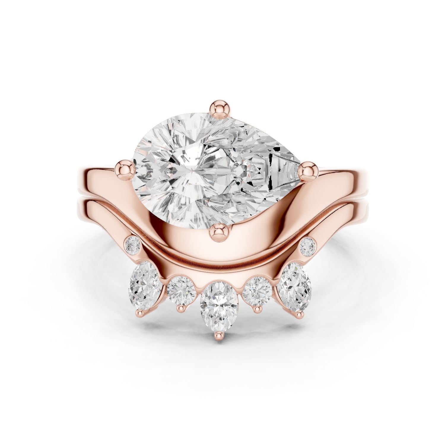 Round Lab Grown Diamond Side-Stone Engagement Ring