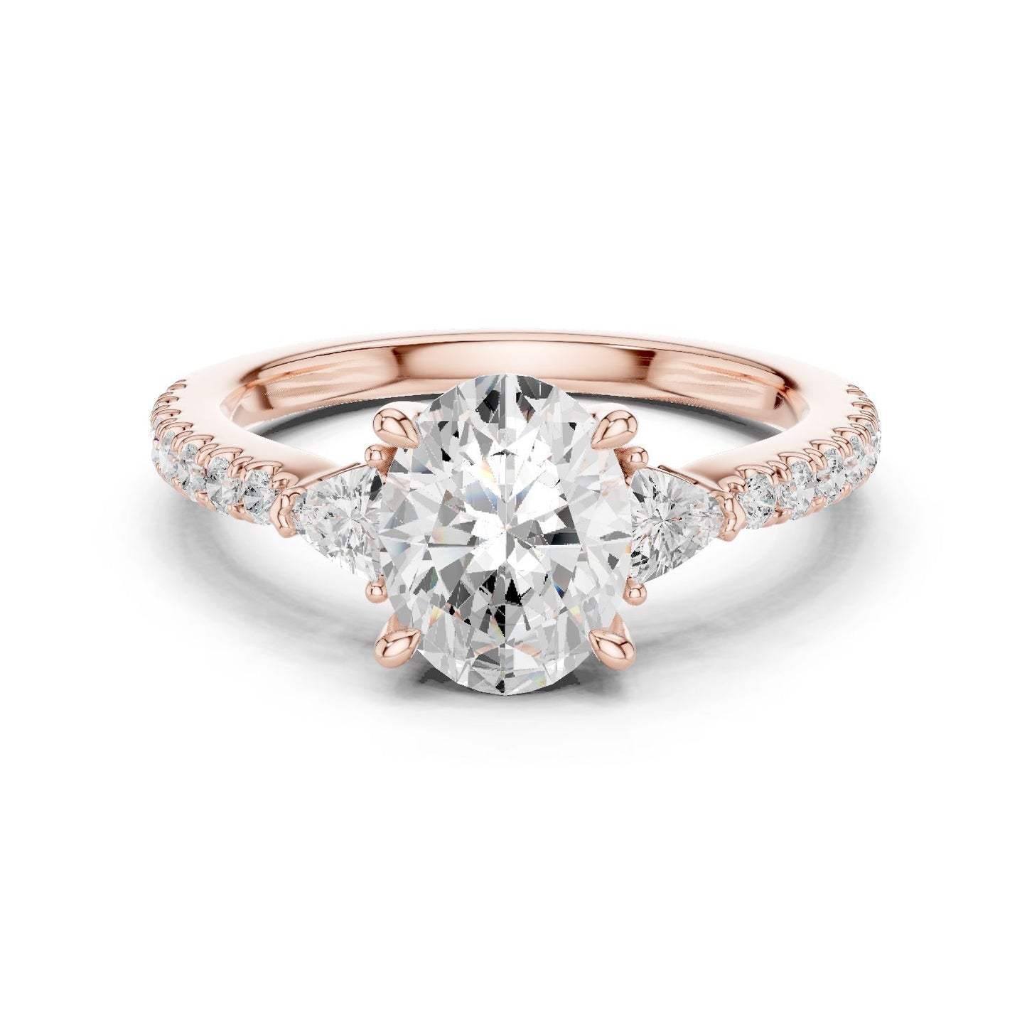 Round Lab Grown Diamond Side-Stone Engagement Ring