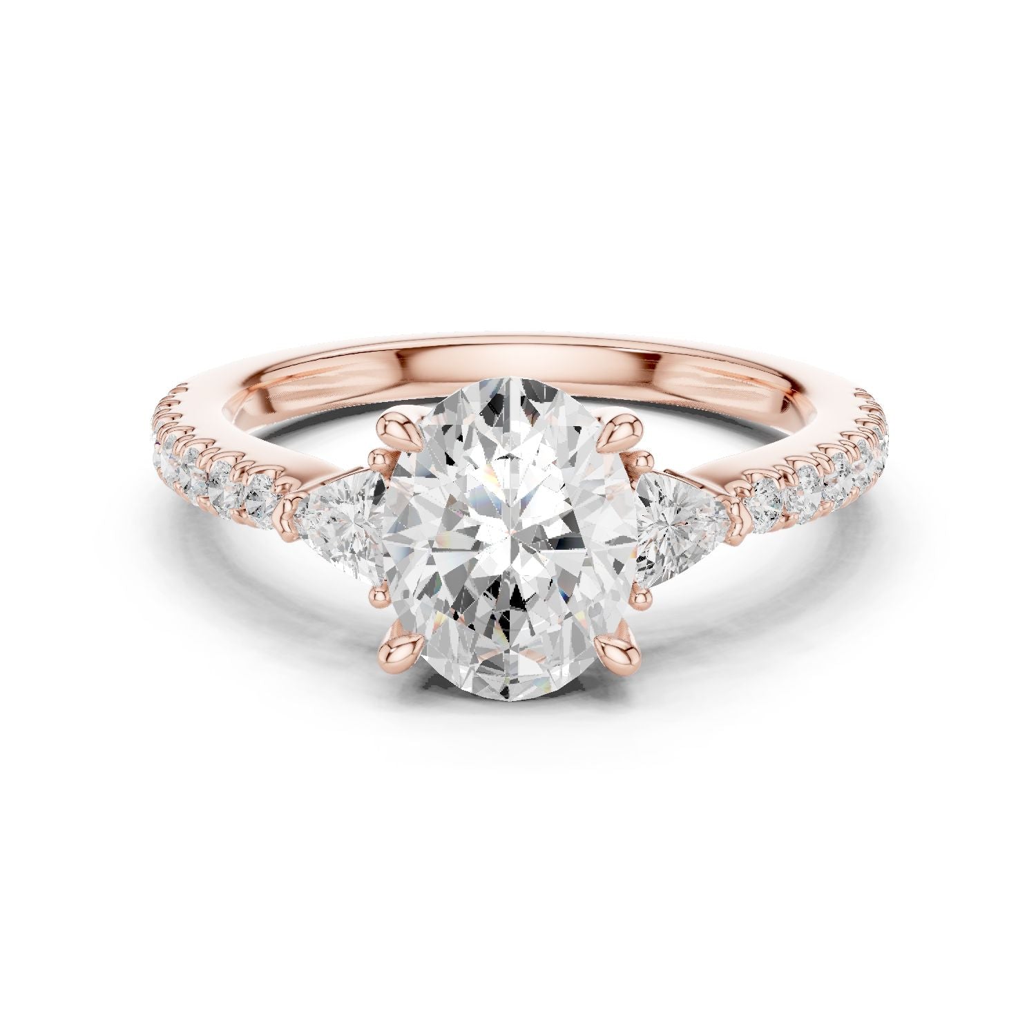 Round Lab Grown Diamond Side-Stone Engagement Ring