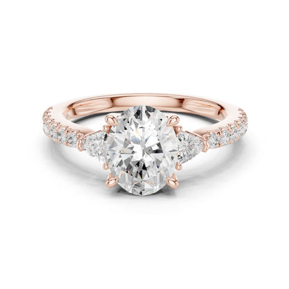 Round Lab Grown Diamond Side-Stone Engagement Ring