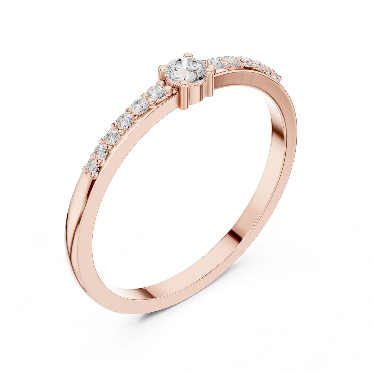 Round Lab Grown Diamond Side-Stone Engagement Ring