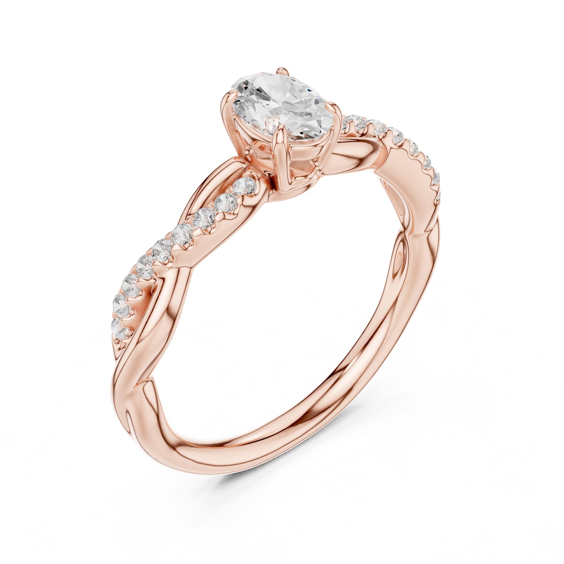Round Lab Grown Diamond Side-Stone Engagement Ring