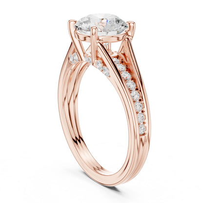 Round Lab Grown Diamond Side-Stone Engagement Ring