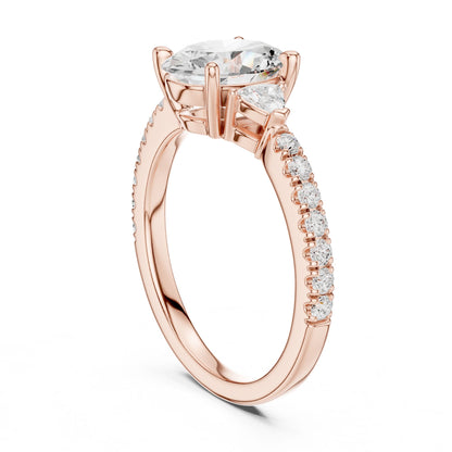Round Lab Grown Diamond Side-Stone Engagement Ring