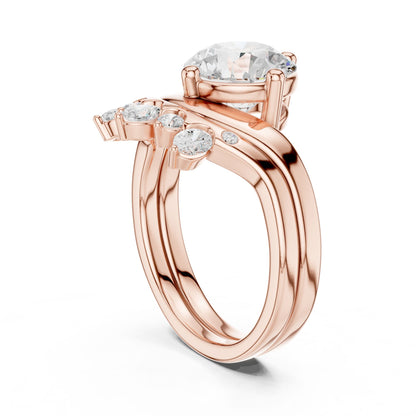 Round Lab Grown Diamond Side-Stone Engagement Ring