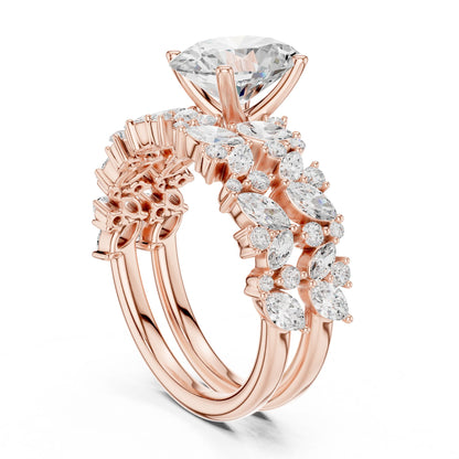 Round Lab Grown Diamond Side-Stone Engagement Ring