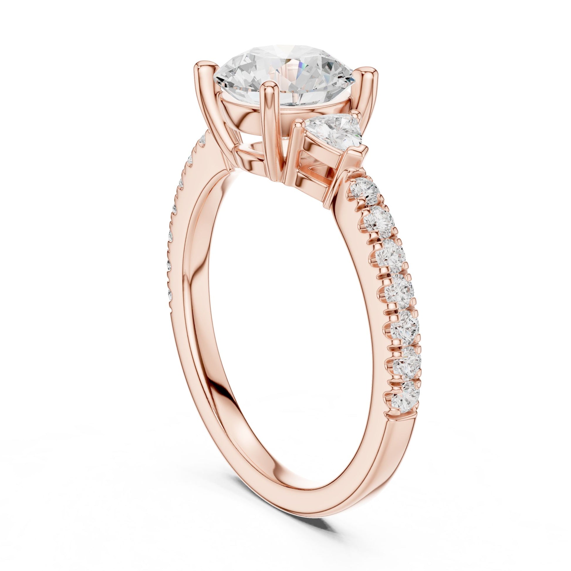 Round Lab Grown Diamond Side-Stone Engagement Ring