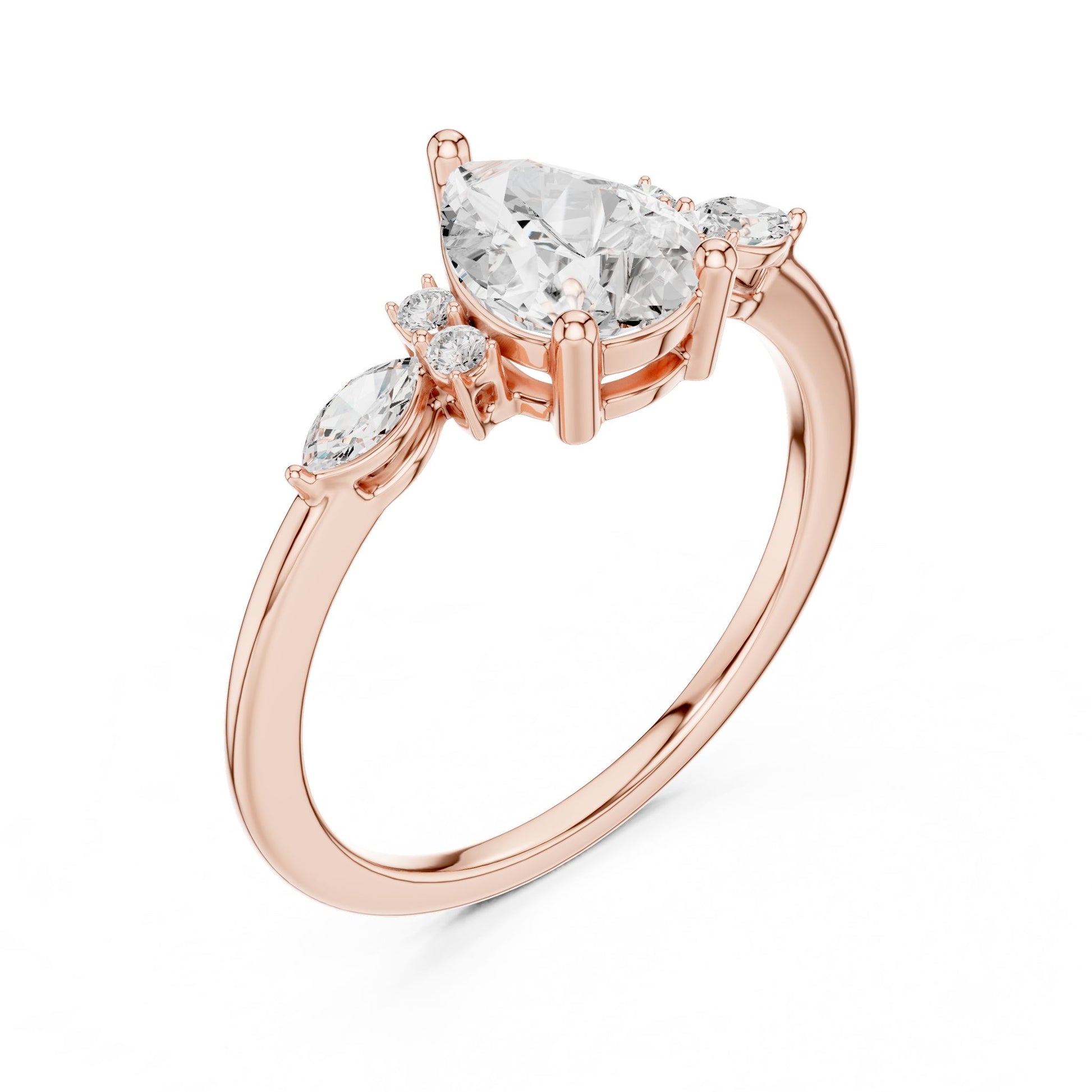 Women's Round Lab Grown Diamond Side-Stone Ring