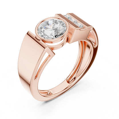 Men's Round Lab Grown Diamond Side-Stone Ring