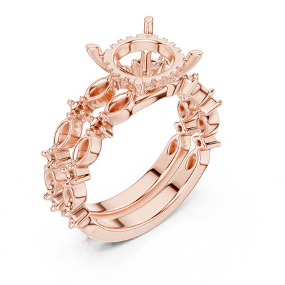 Round Lab Grown Diamond Side-Stone Engagement Ring