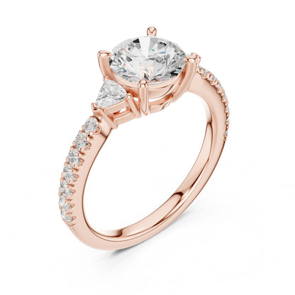 Round Lab Grown Diamond Side-Stone Engagement Ring