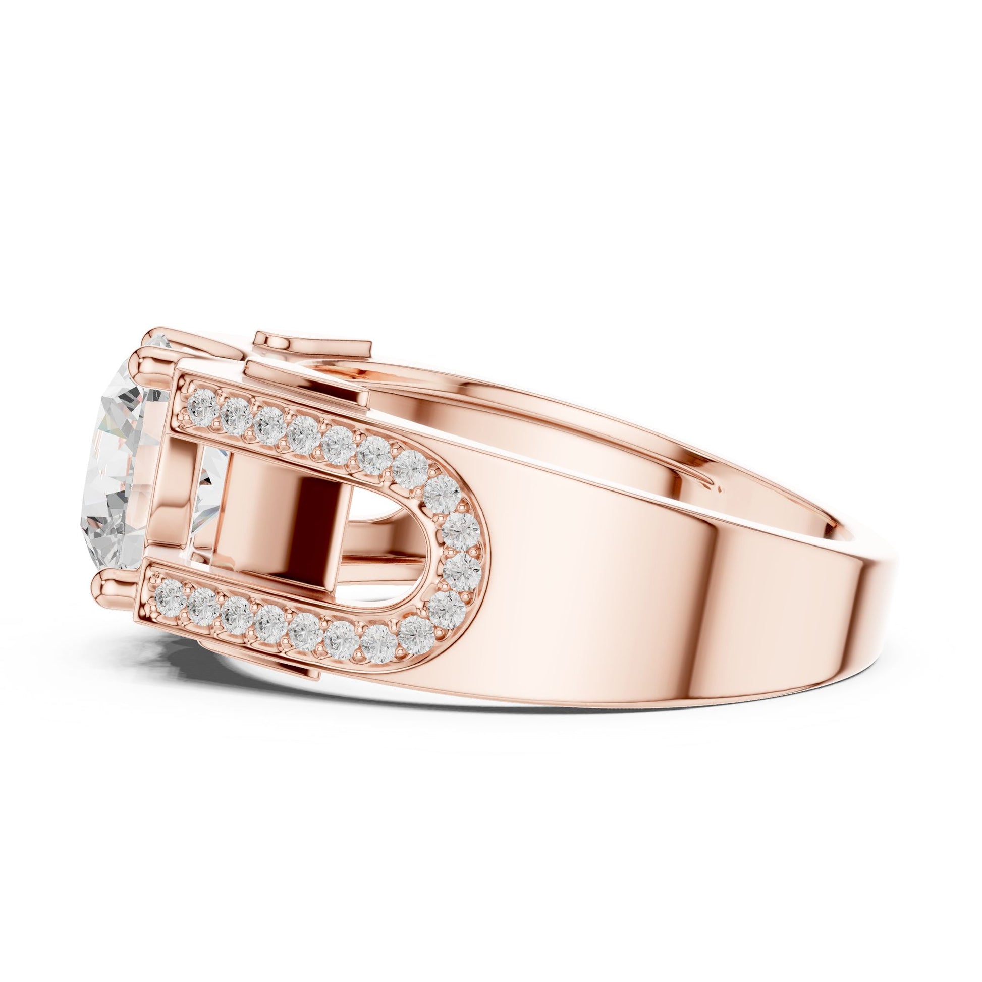 Men's Round Lab Grown Diamond Side-Stone Ring