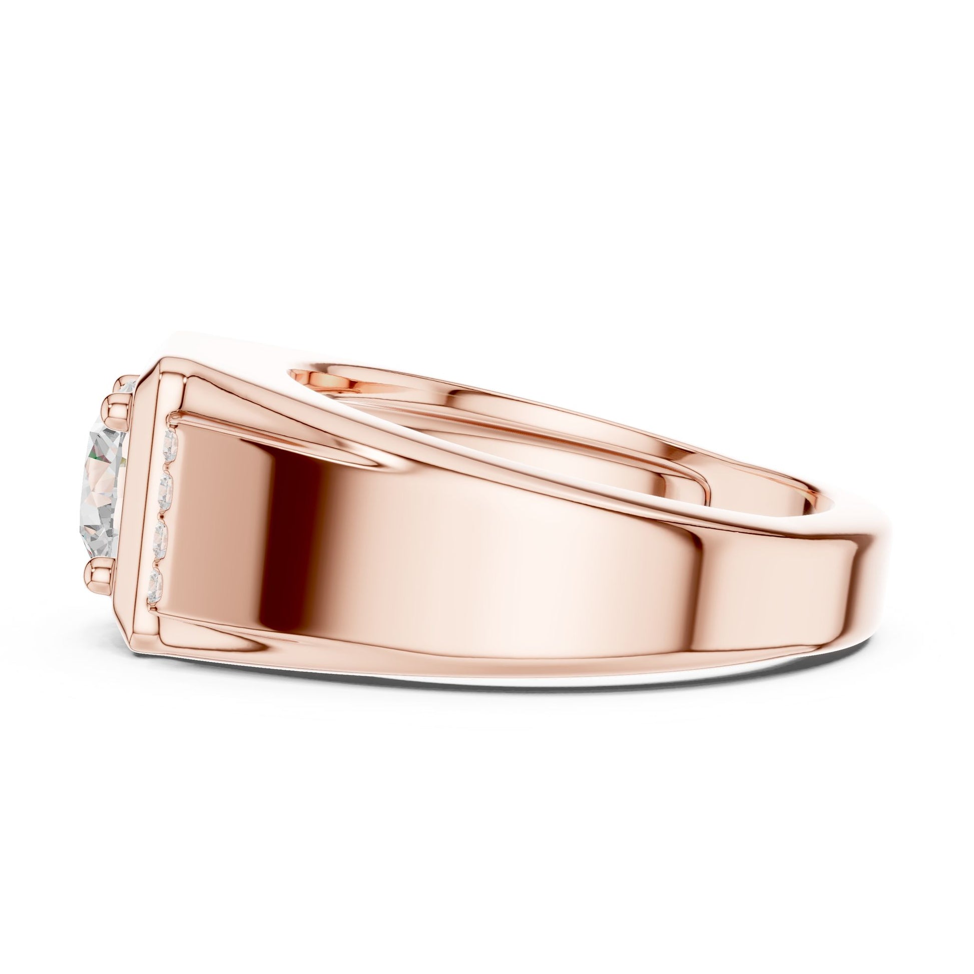 Men's Round Lab Grown Diamond Side-Stone Ring