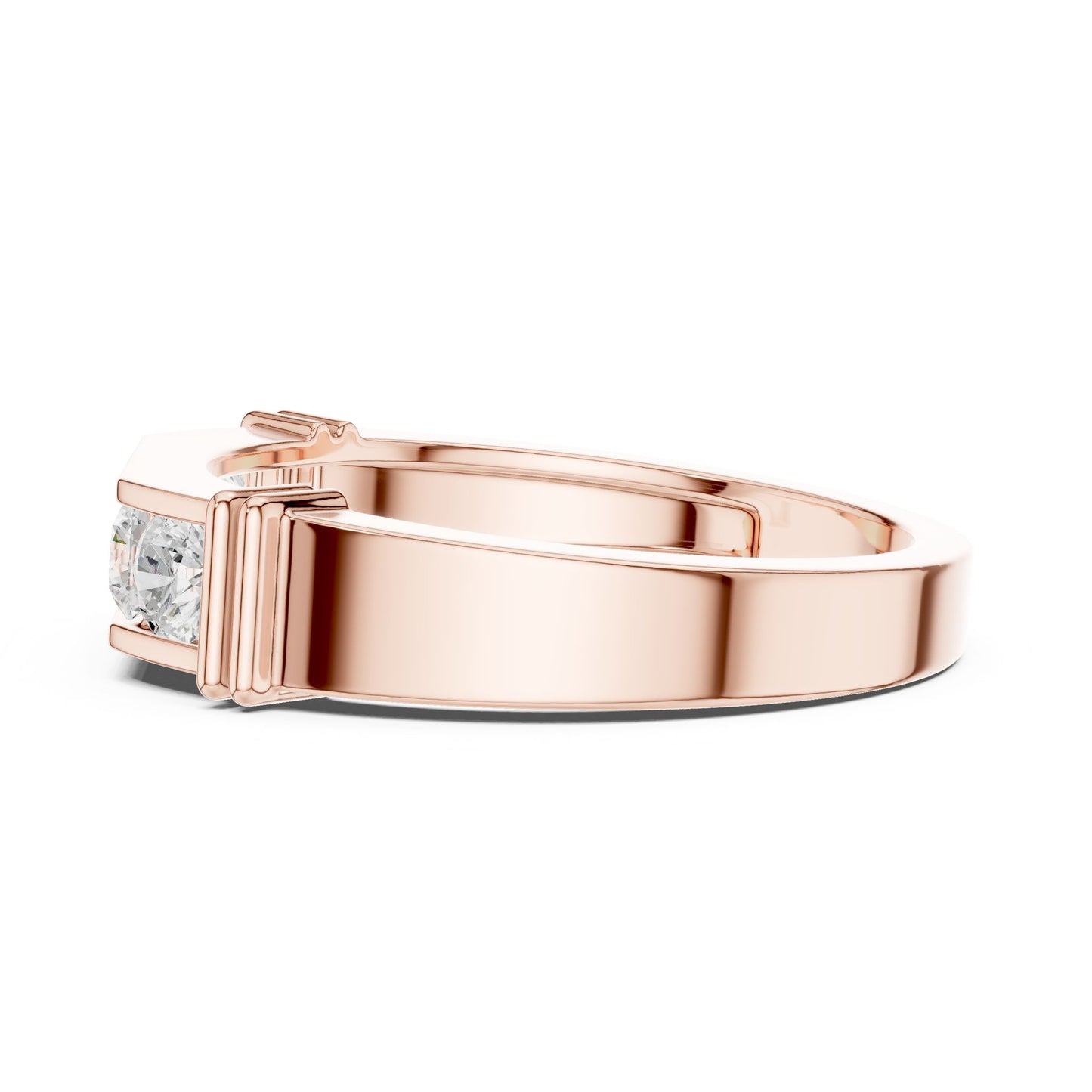 Men's Round Lab Grown Diamond Side-Stone Ring