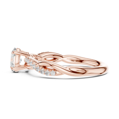 Round Lab Grown Diamond Side-Stone Engagement Ring