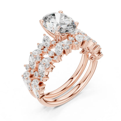 Round Lab Grown Diamond Side-Stone Engagement Ring
