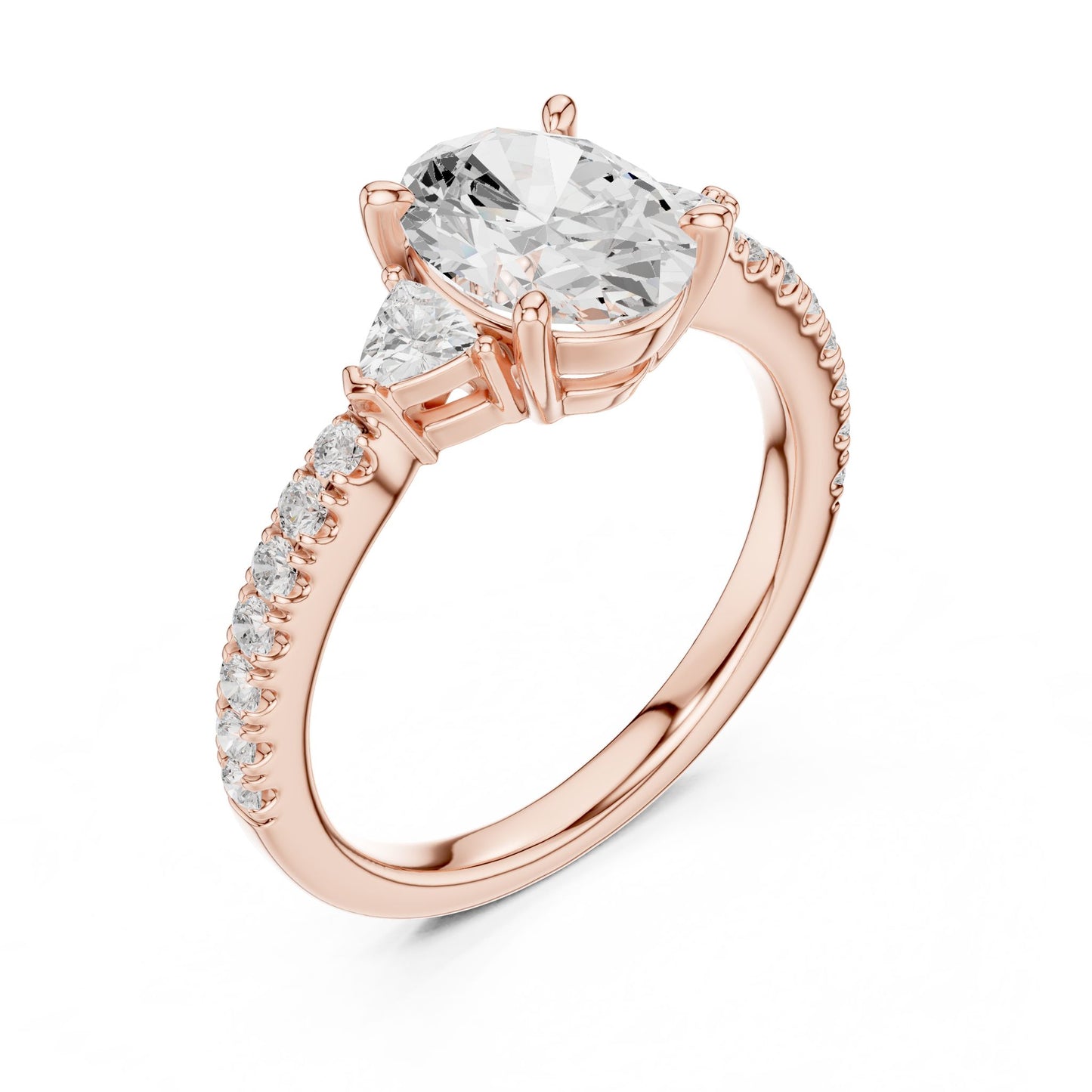 Round Lab Grown Diamond Side-Stone Engagement Ring